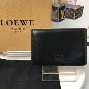 LOEWE Anagram Lambskin Leather Compact Card Wallet 😍🖤